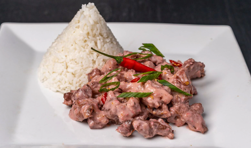 Spicy Bicol Express with Pork and shrimp paste with side of rice